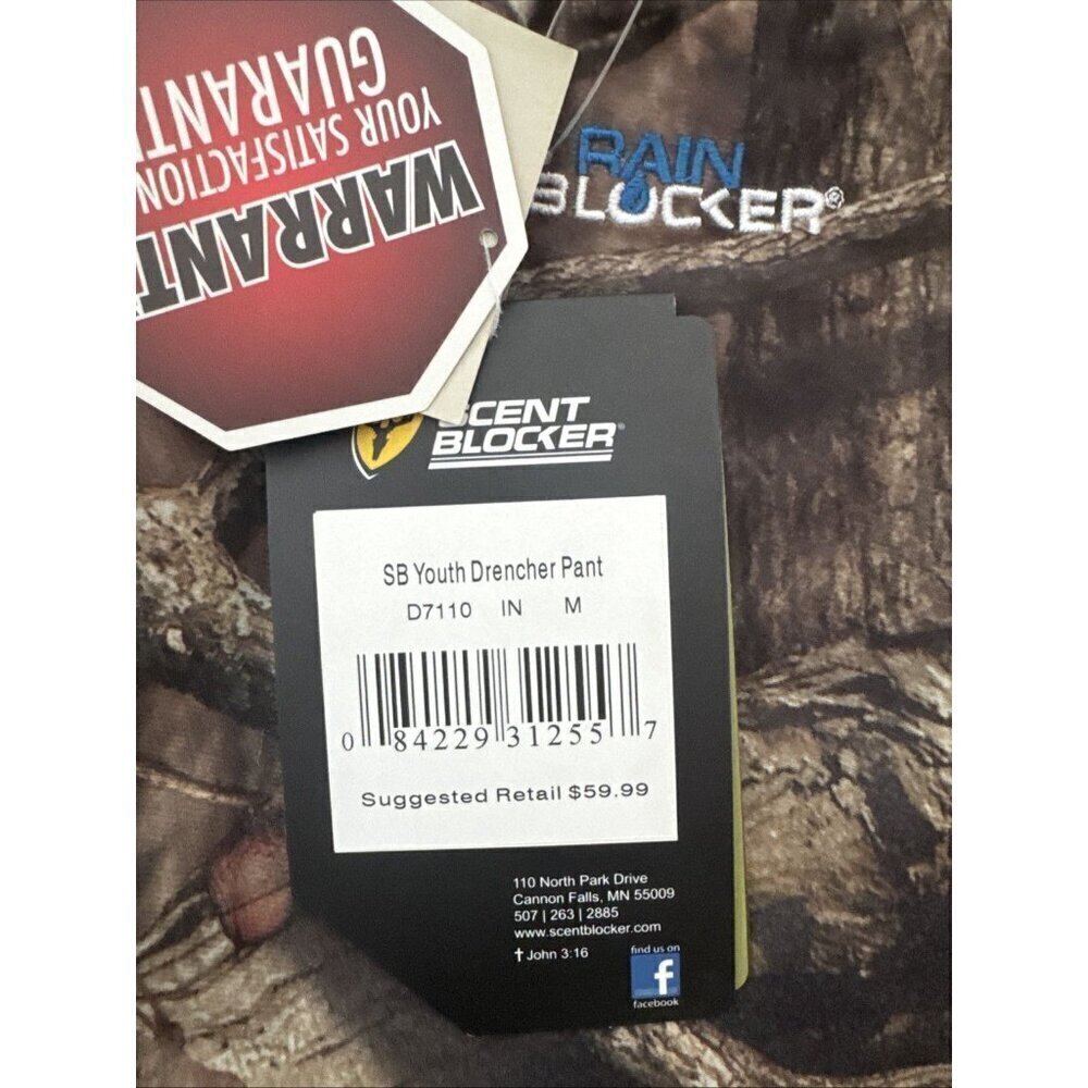 Mossy Oak Youth Camo Scent Blocker Drencher Pants Size M - Picture 5 of 7